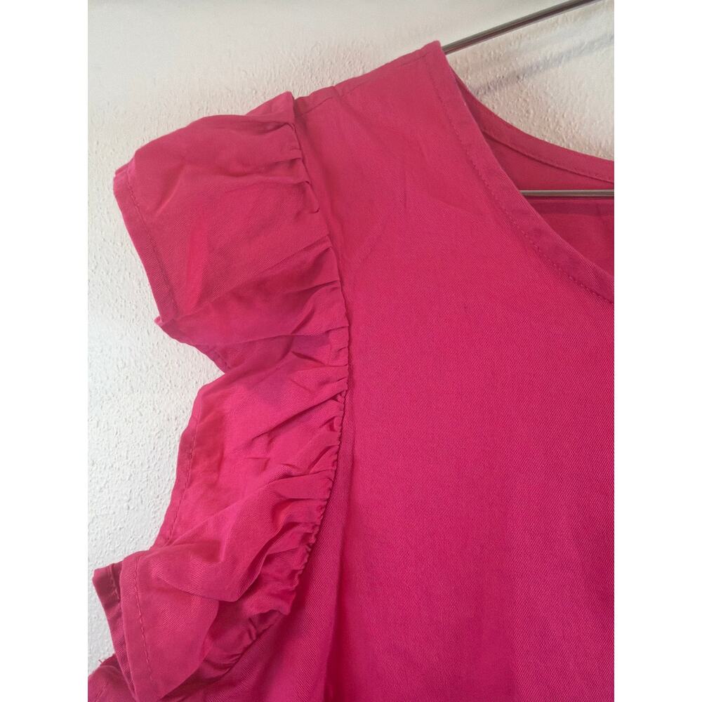 Hot pink ruffle, lightweight and knee length summer dress - Picture 3 of 5